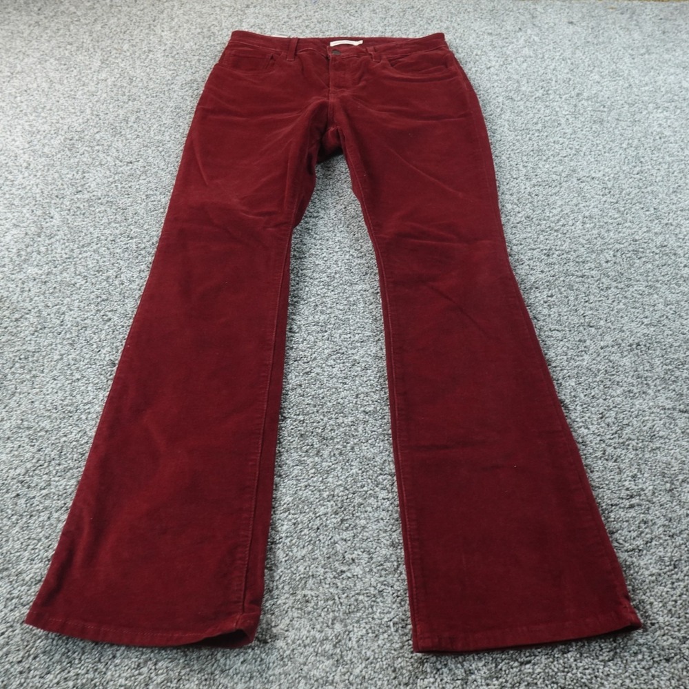 NEW Levis Jeans Womens 31 Red Corduroy Pants 725 High Rise Boot Cut Stretch Boho